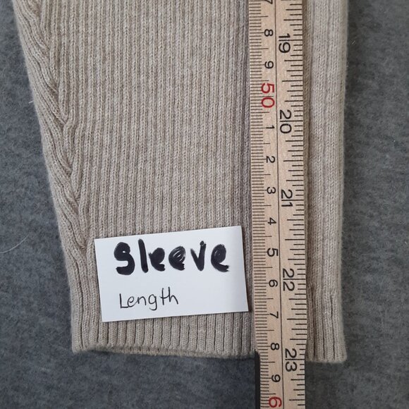 Perry Ellis Vintage Sweater LARGE 80's Beige Ribbed Long Sleeve Pullover 1/4 Zip - Picture 3 of 7